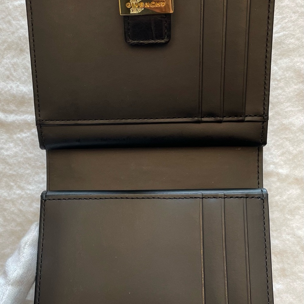 Givenchy Authentic Vintage Black Logo Textured Compact Wallet with Gold Hardware - Picture 6 of 16
